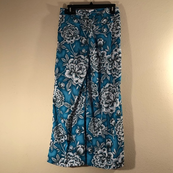 Womens Worthington Petite Blue Floral Wide Leg Pants - Picture 11 of 16